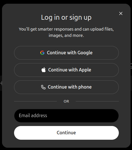 ChatGPT sign-in screen