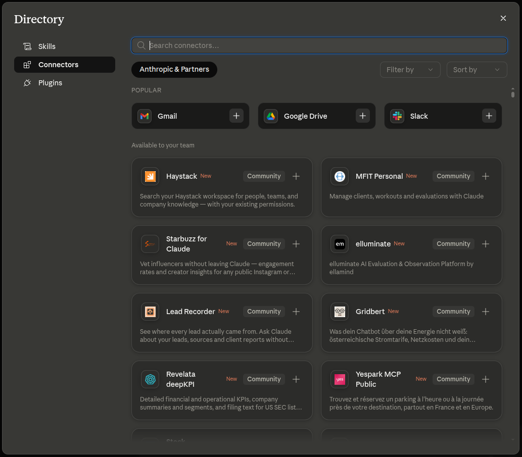 Searching for NotifyAI in Claude Desktop connectors
